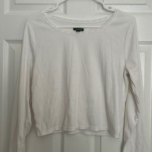 Wild Fable White Lace Trim Long-Sleeve Top Size XL